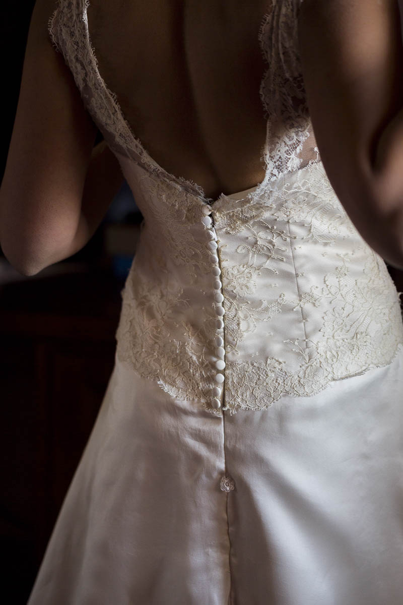 The bridal dress photographed by the light