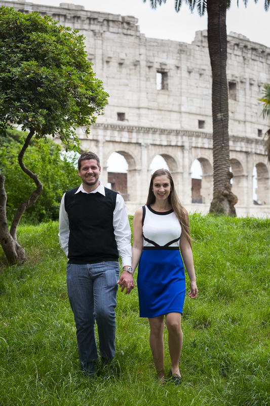 Walking on a park at the Coliseum