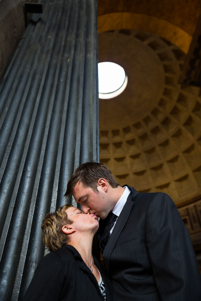 Reflected in the water. Engaged in Rome!