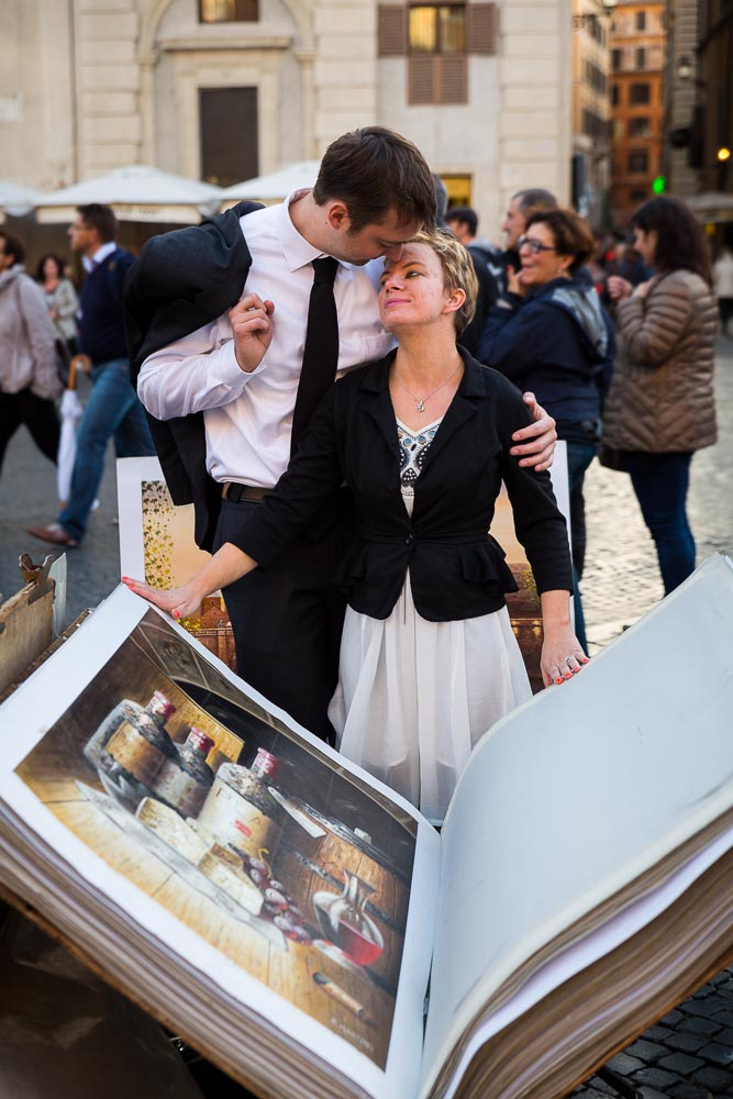 Flipping through poster pictures during a photo session