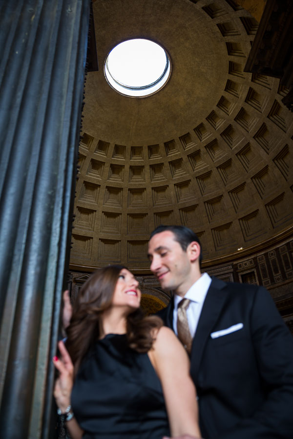 Portrait picture set at the entrance of the Roman Pantheon