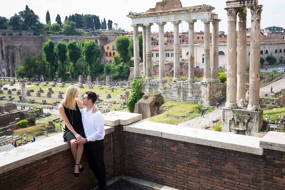 Picture of an engaged couple at the Roman Forum