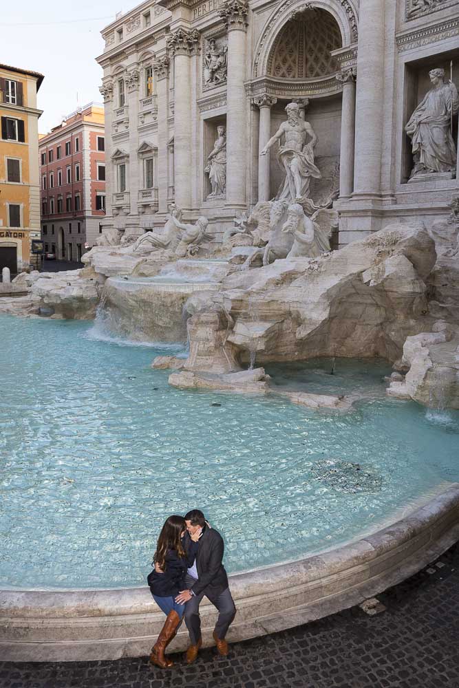 Alone at the Trevi fountain in Rome