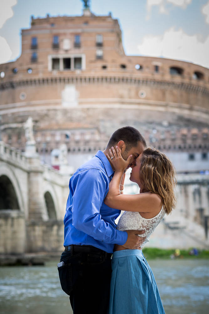 Angel castle couple kissing