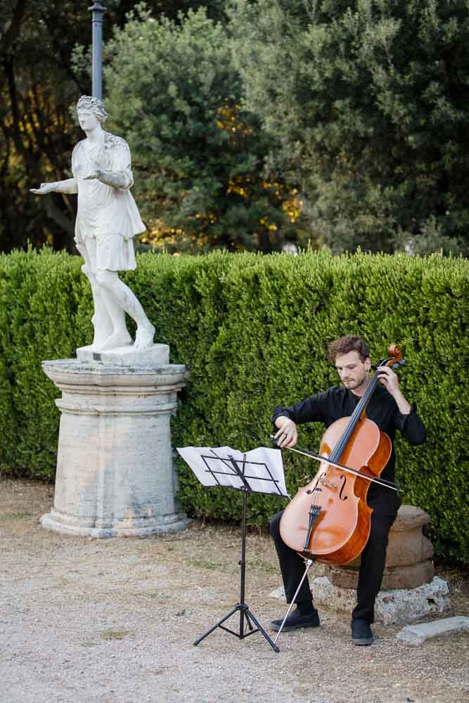 Cello musician player playing music for the couple