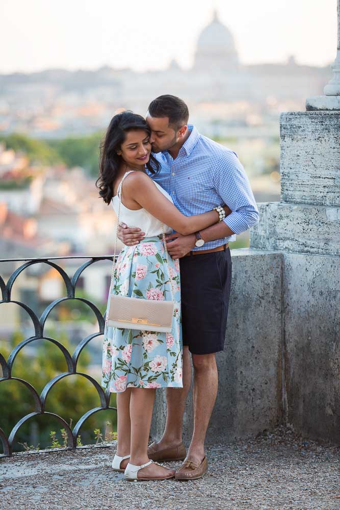 Couple portrait posing in front of a panoramic view