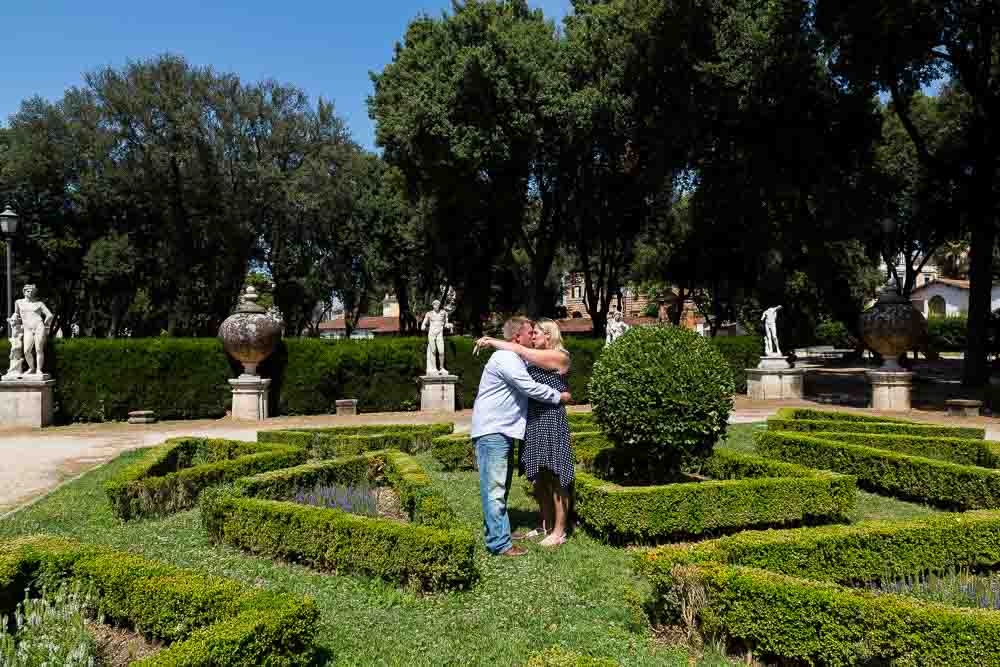 Portrait image of a couple during their engagement session in a park