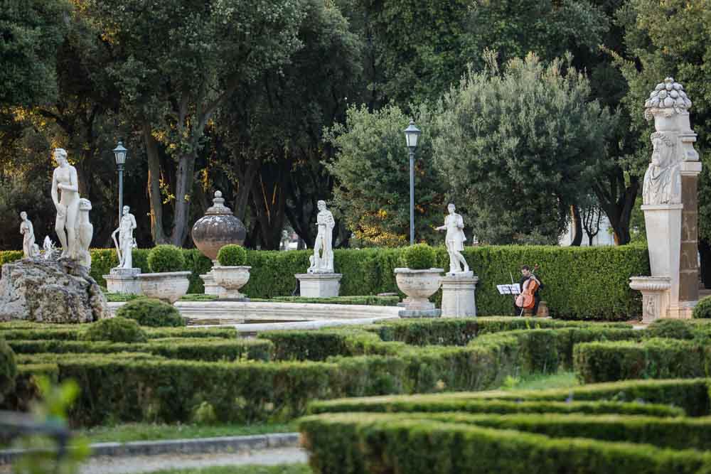 Musician in a park garden