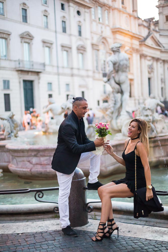 Piazza Navona evening into night lifestyle photo shoot in Rome Italy