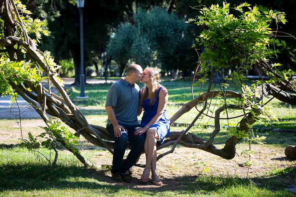 Together sitting down at a roman park