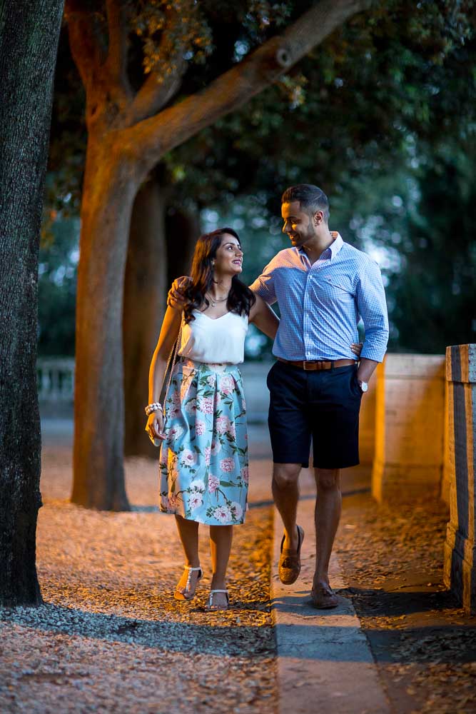 Romantic walking in Villa Borghese