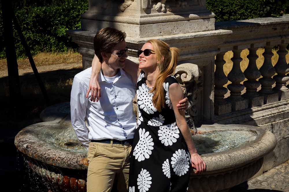 Together photographed by a water fountain