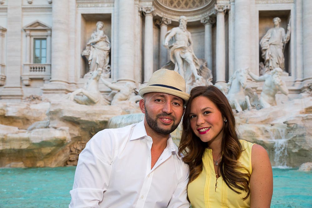 Trevi fountain portrait by the water edge