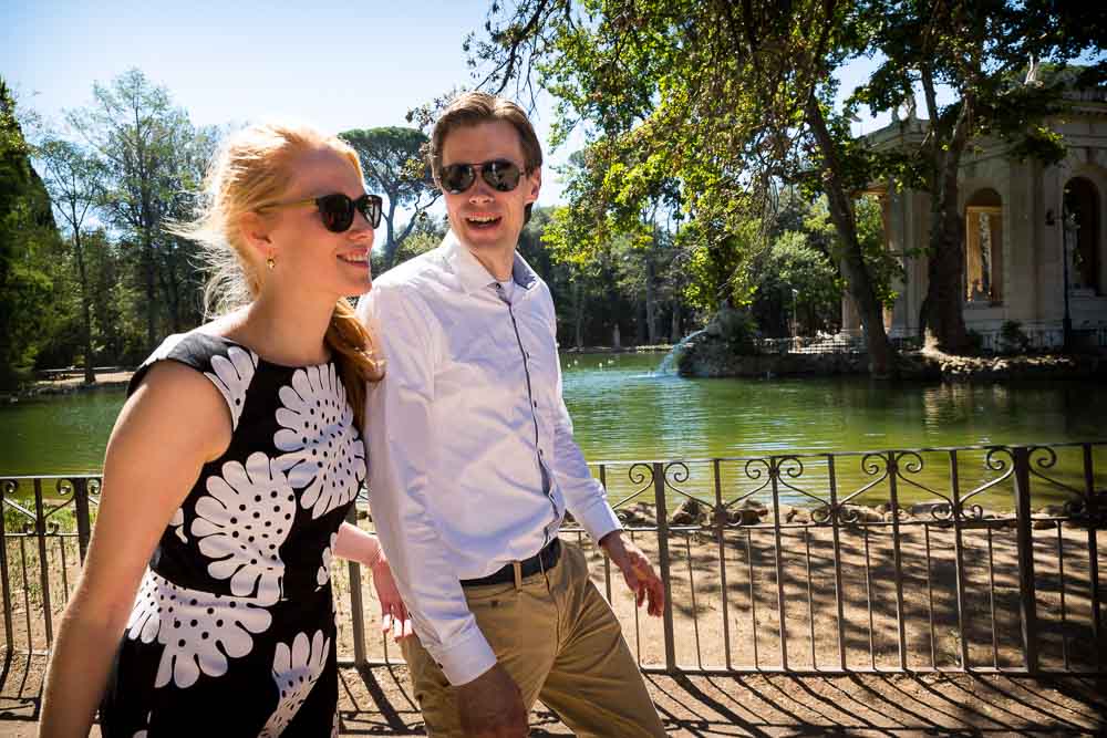 Walking together next to the lake