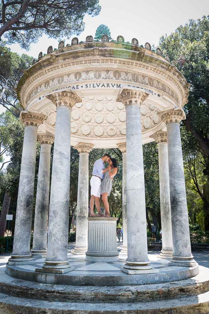 Engagement session portrait taken on Temple of Diana Villa Borghese Rome. Photo by Andrea Matone photographer