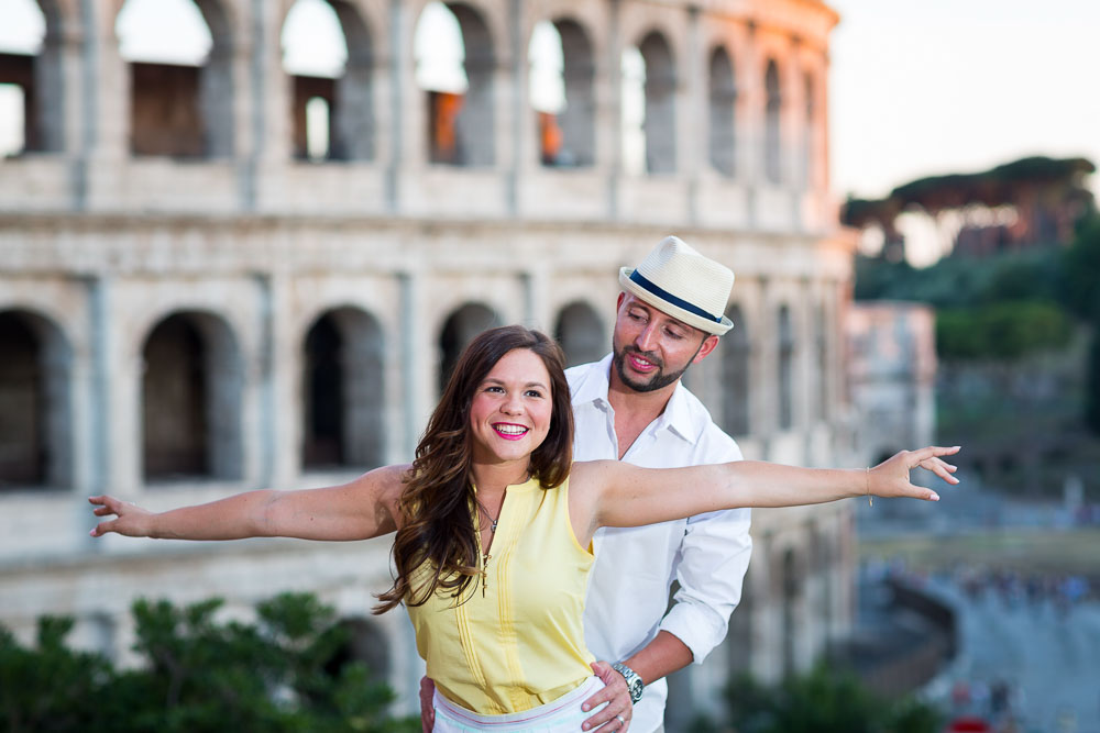 Taking Honeymoon pictures in Rome at sunset