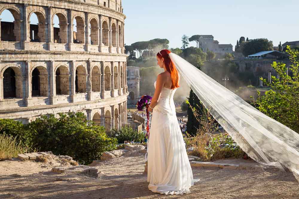 Bride portrait over by the roman colosseum