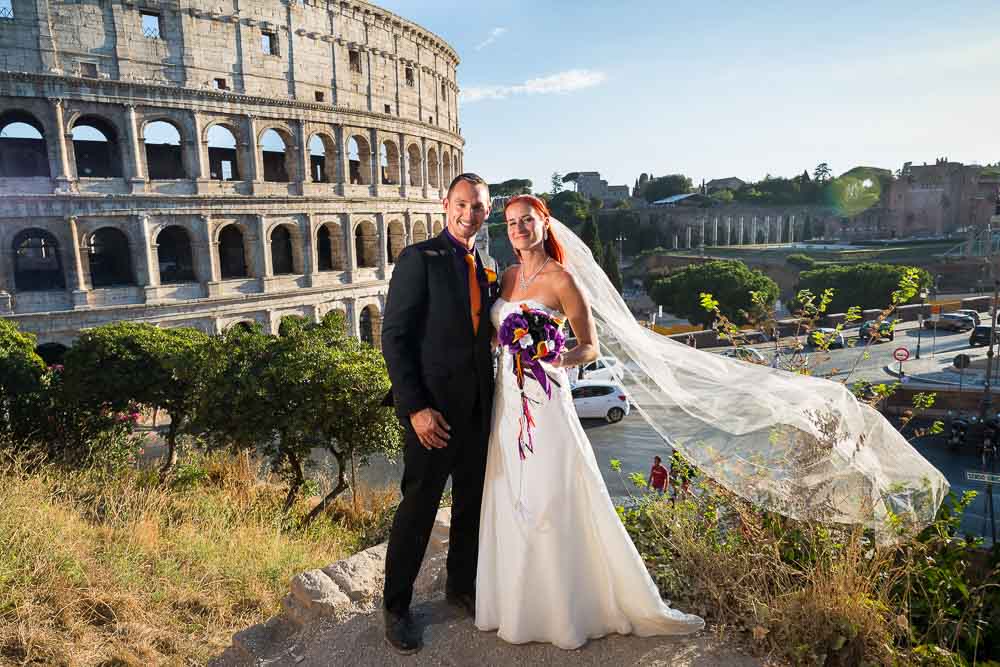 Rome. Posed image of a couple just married