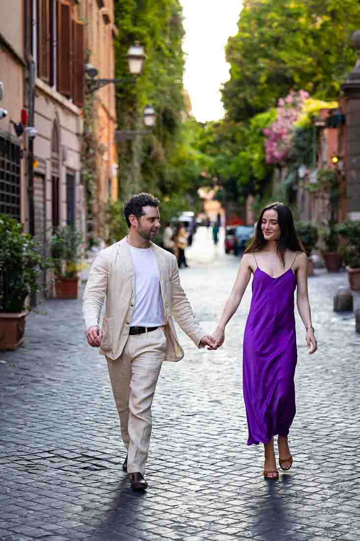 Taking lifestyle photos in Via Margutta in center of Rome Italy during a photography session with a professional photographer 