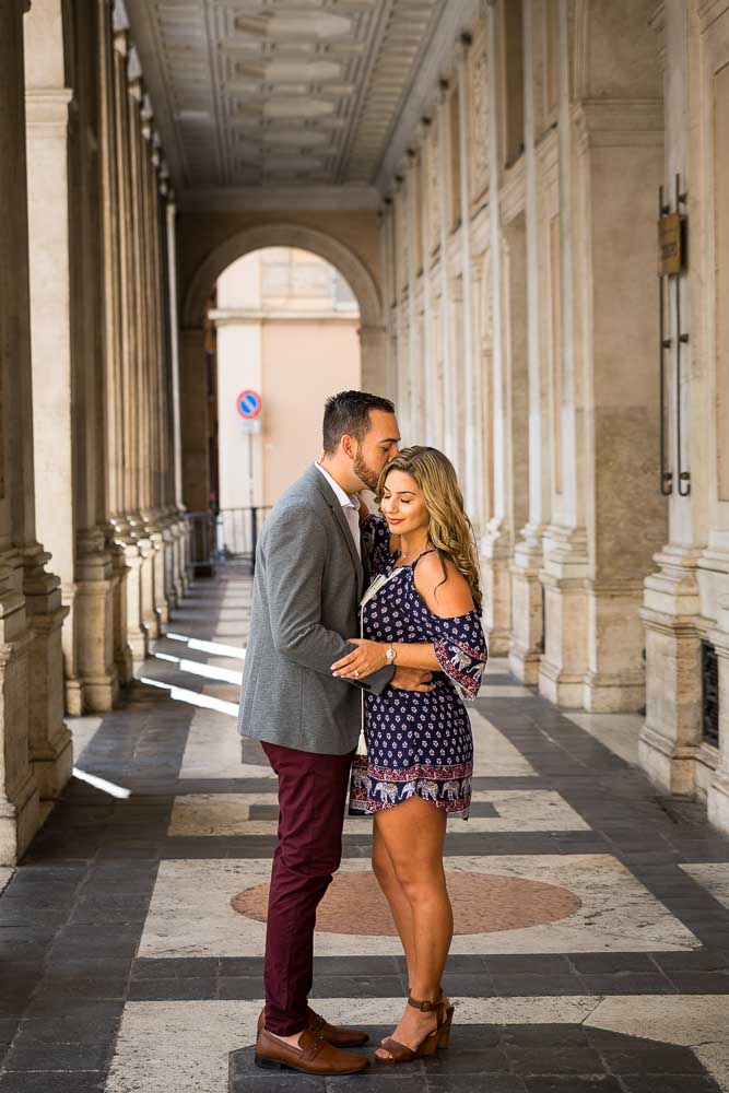 Romantic e session under column portico