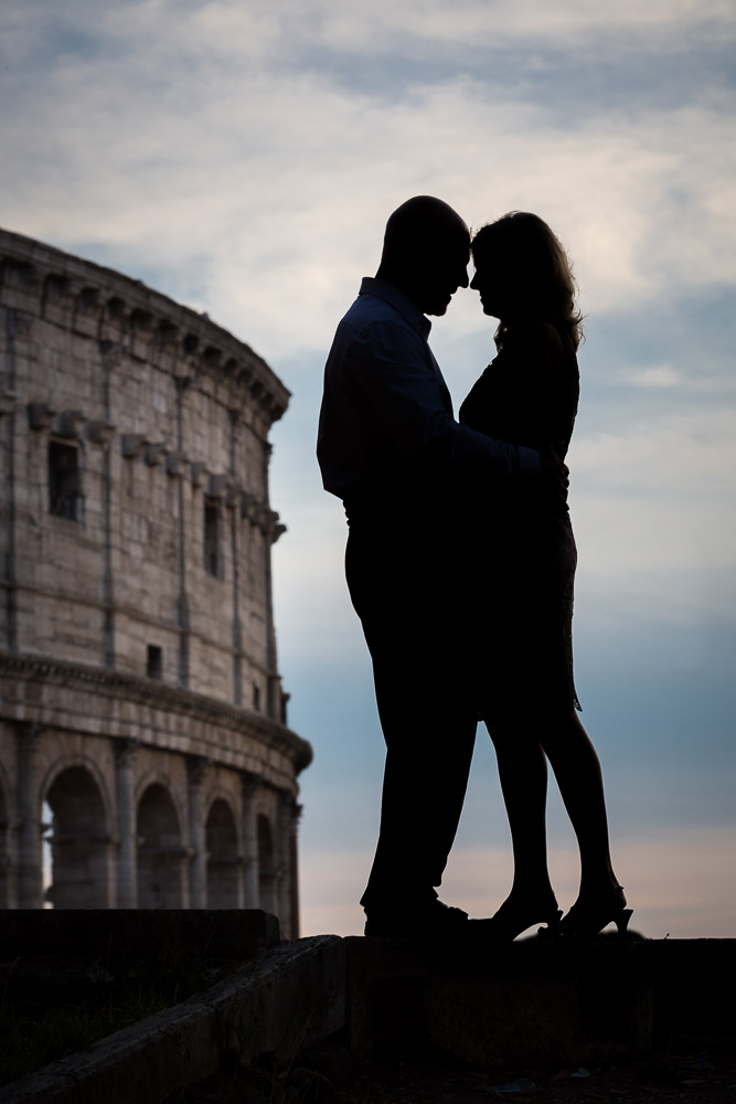 Silhouette image of a couple in Rome