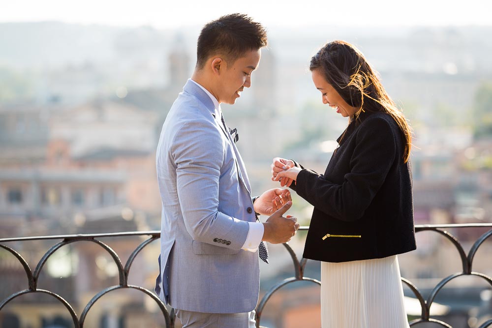 Putting the engagement ring on the hand