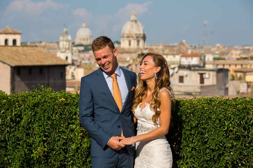 Laughing and having fun overlooking the Rome rooftops