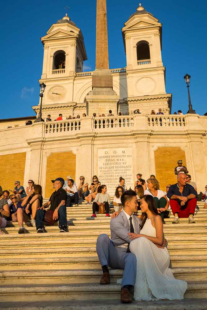 Sitting down on the Spanish steps