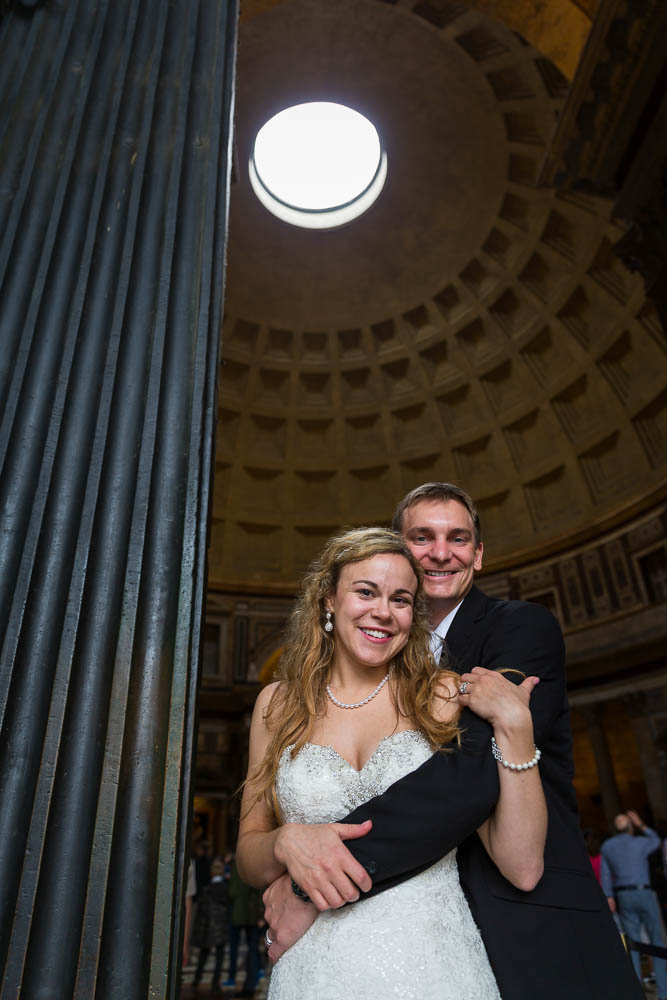 Posing under the Pantheon ceiling hole