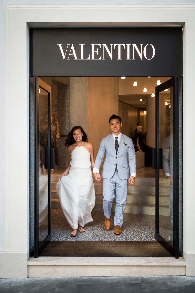 Exiting the Valentino store