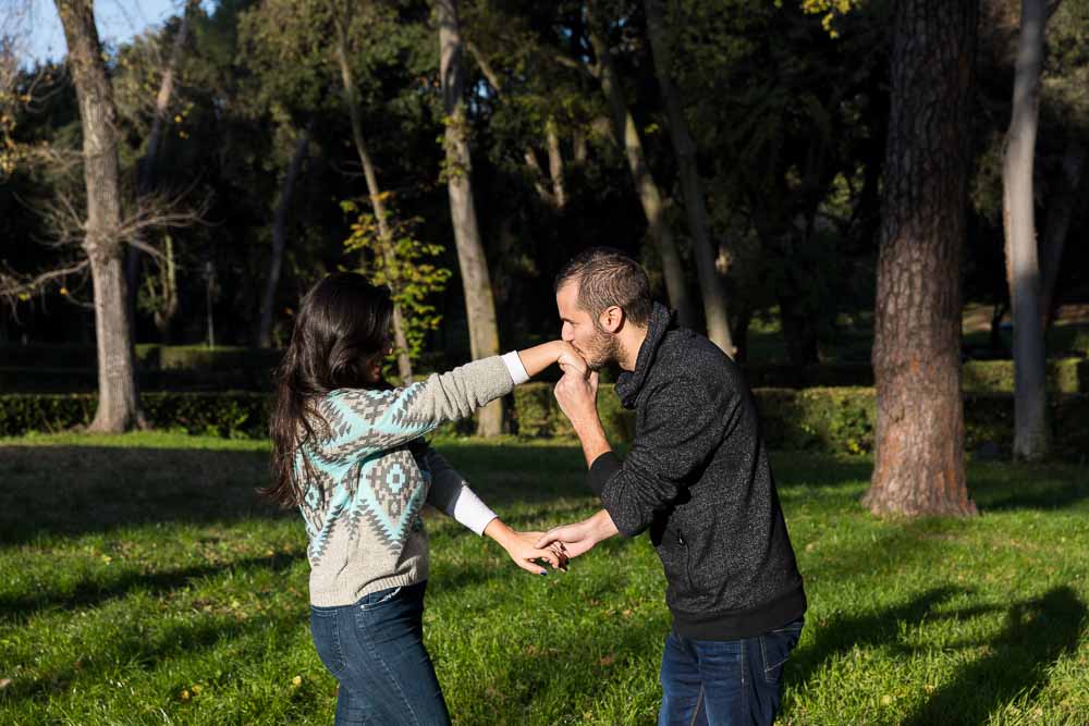 Romance hand kissing