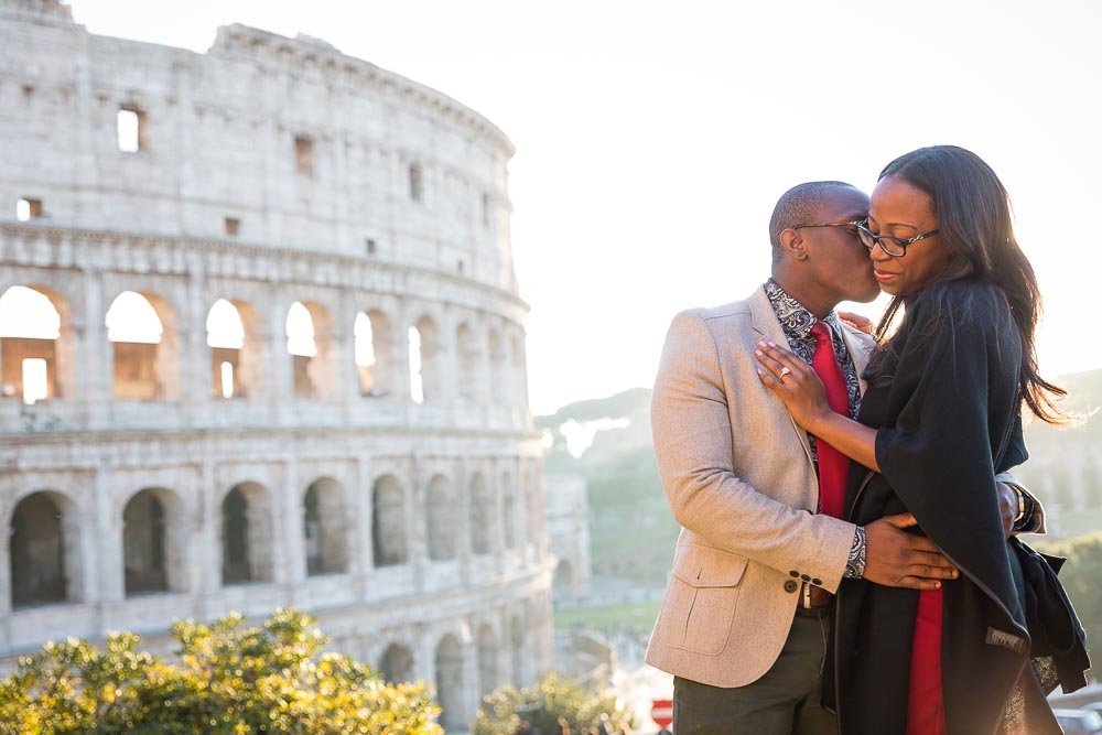 Close together picture at sunset by the Coliseum