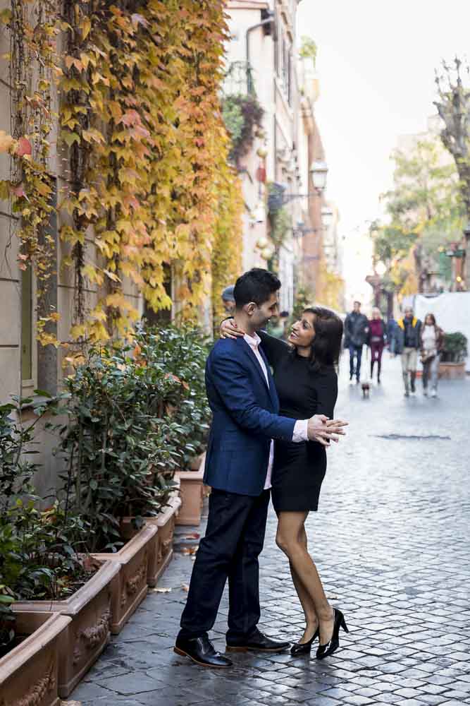 In the roman cobble stone streets