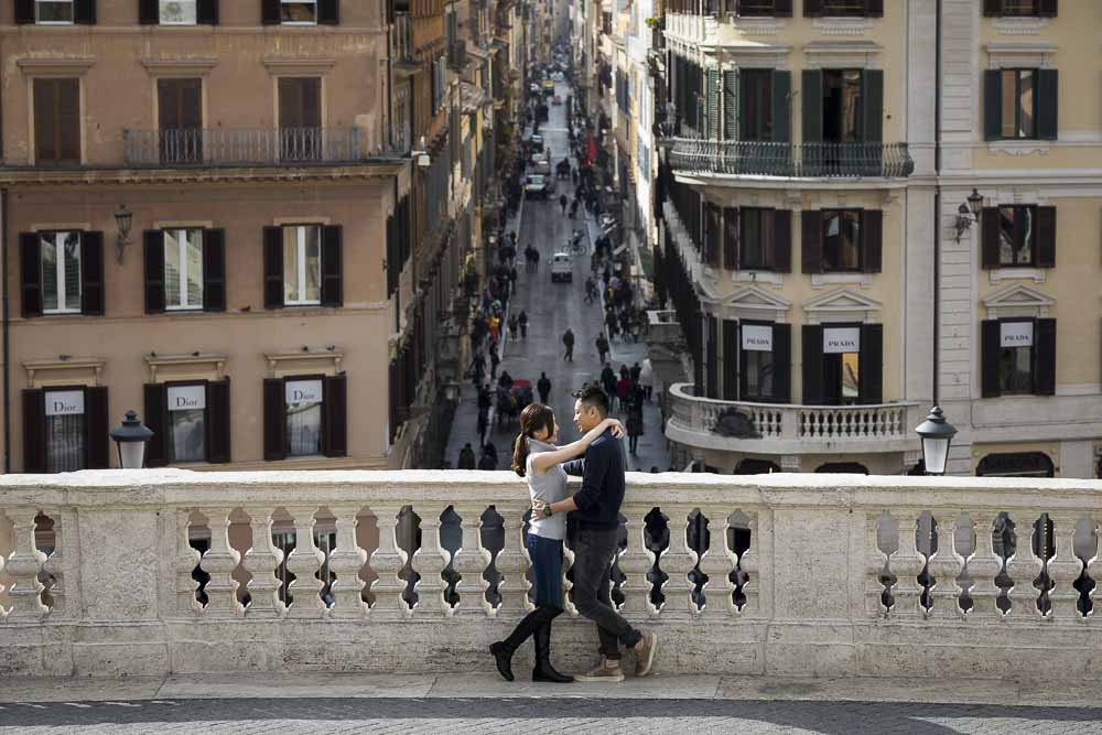 Engagement photo shoot at the Spanish steps in Rome Italy