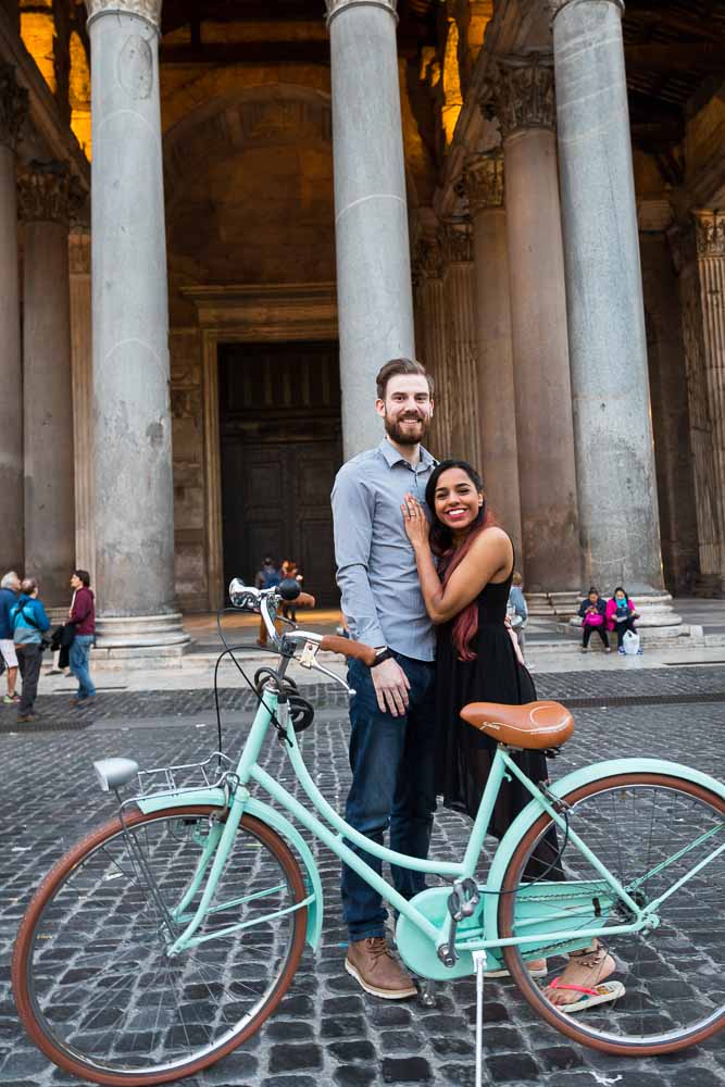 Posing using a bicycle prop in the roman streets