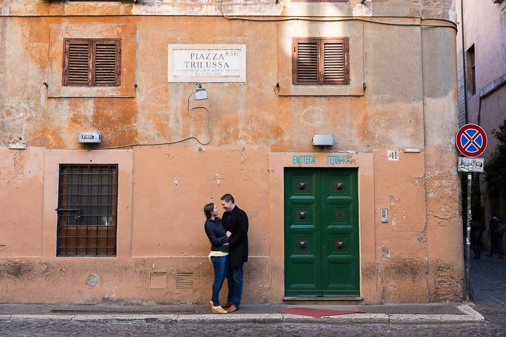 Taking pictures in Piazza Trilussa in Trastevere