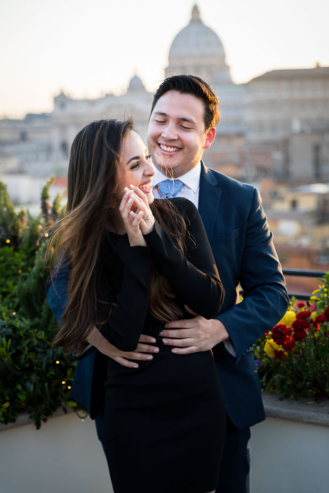 Close up candid portraits Romantic rooftop proposal