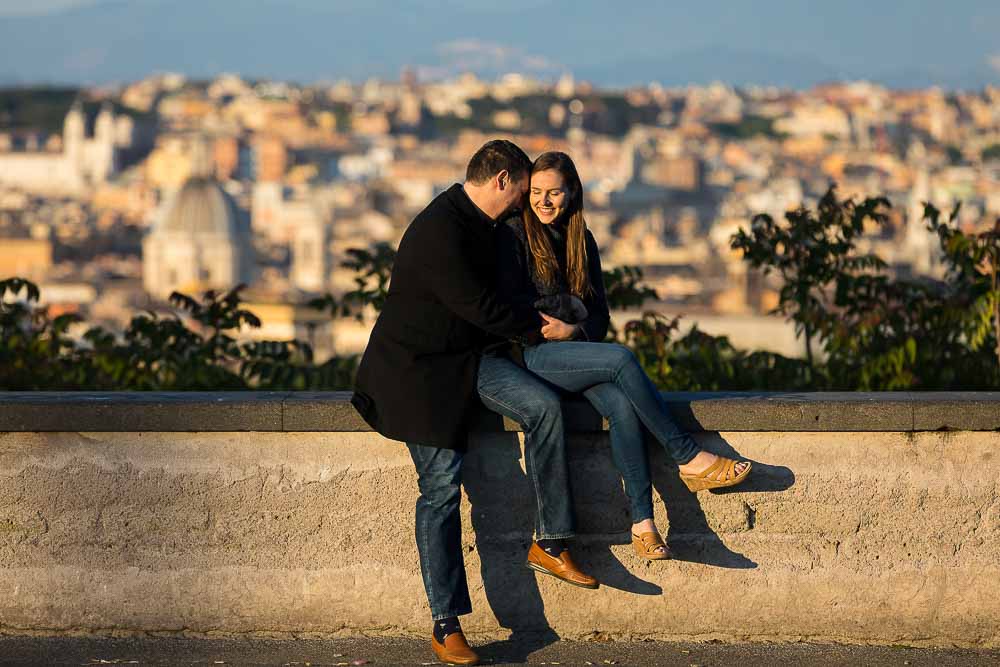 Sitting before the roman cityscape viewed from the Janiculum hill