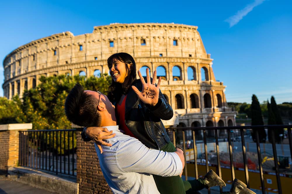 Proposing marriage overlooking the Coliseum