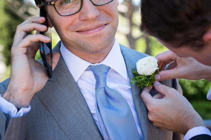 Close up buttonhole corsage