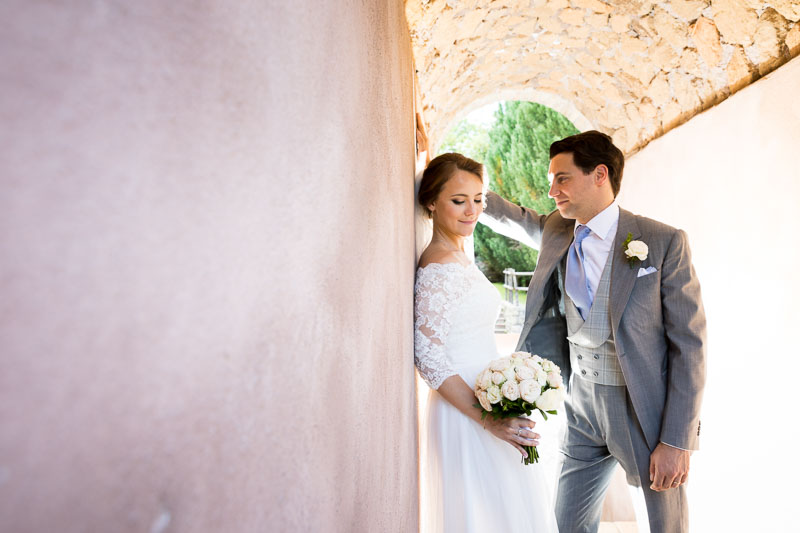 Close up image of the groom and the bride