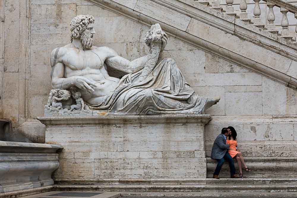 Marble statue couple portrait