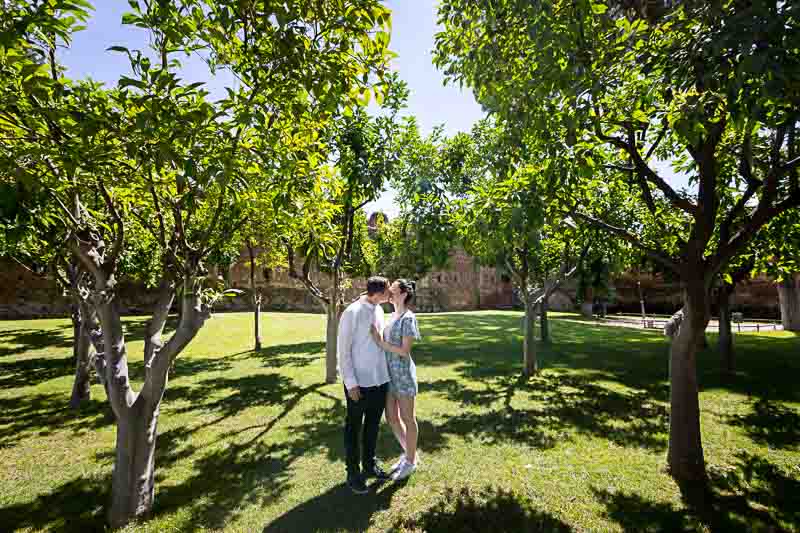 Engagement photos taken in the Rome Orange garden
