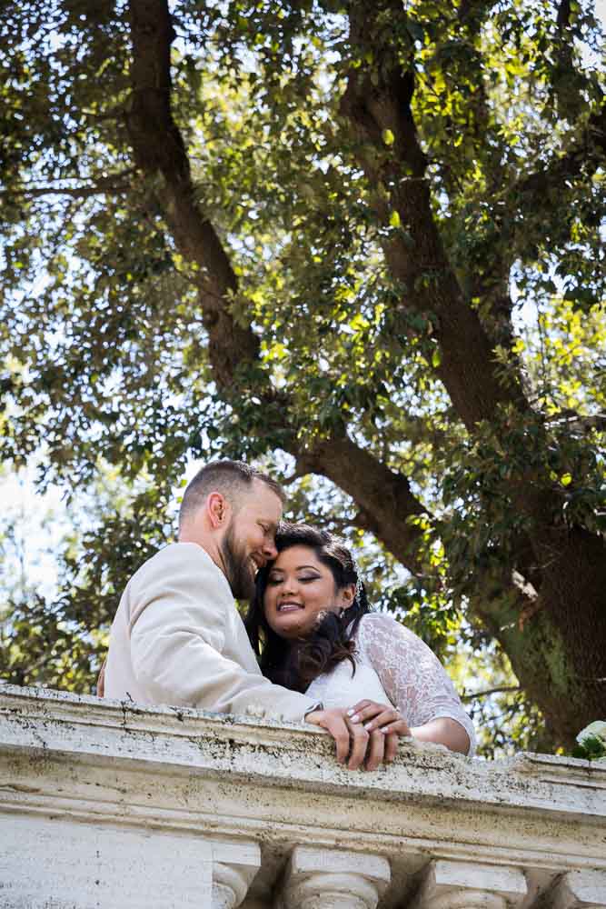 Just married couple at a roman park