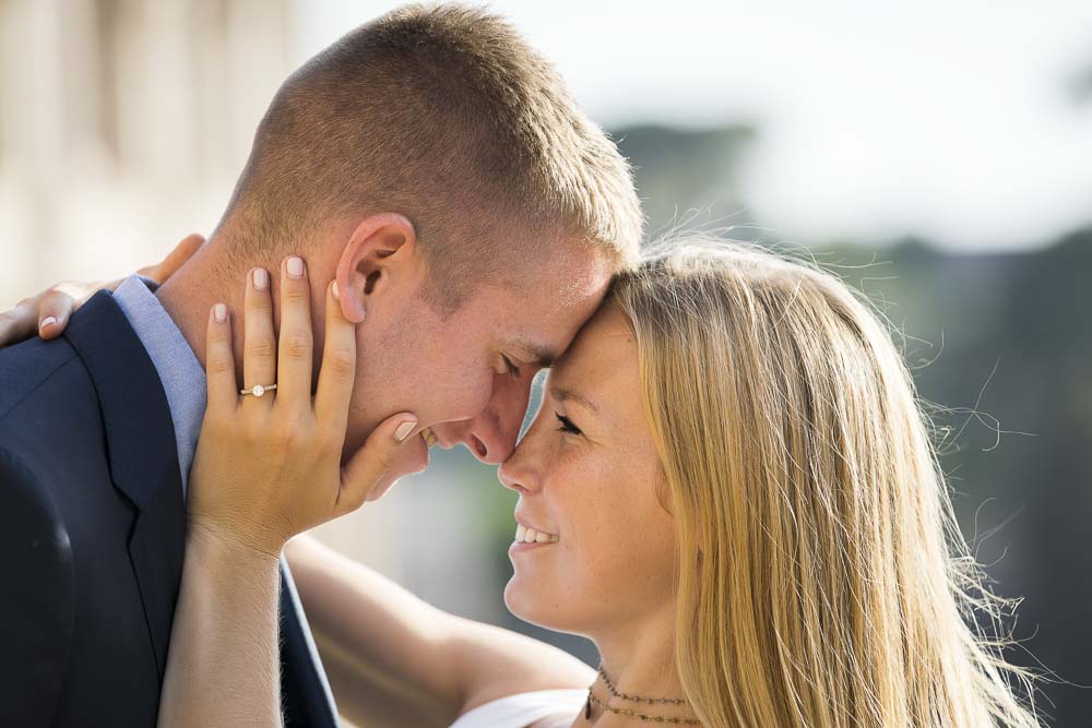 Couple in love close up portrait with the engagement ring