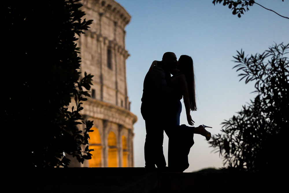 Silhouette image taken during an engagement photo shoot in Rome Italy