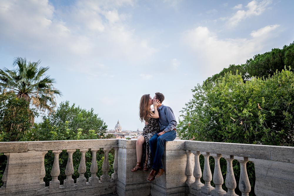 Couple in love overlooking the roman cityscape