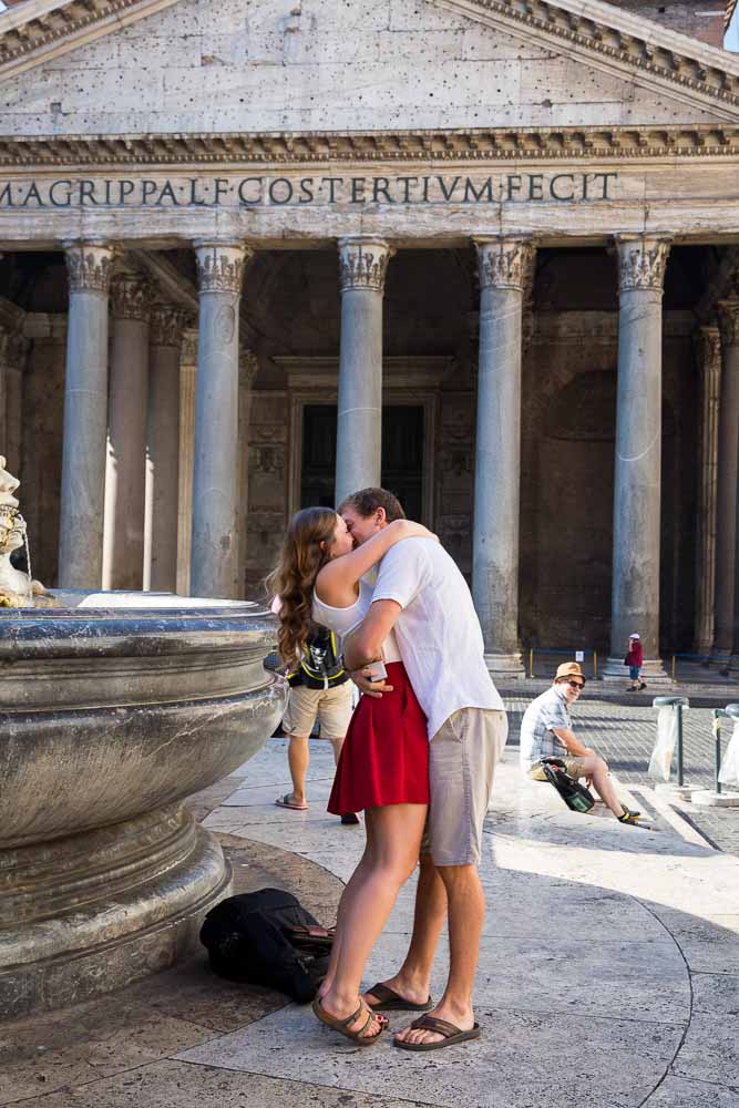 Cheerful yes engaged couple embrace