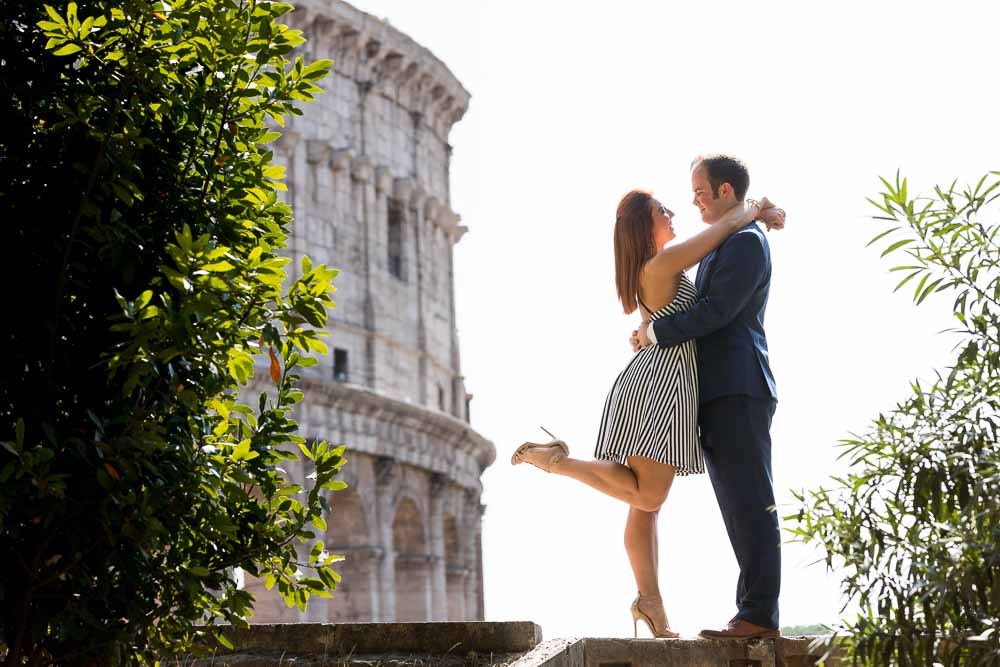 Couple portrait engagement photos taken at the Coliseum in Rome