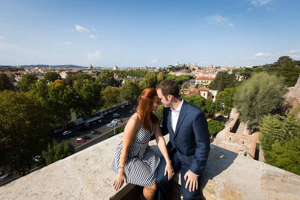 Together in Rome overlooking the scenic skyline from Giardino degli Aranci